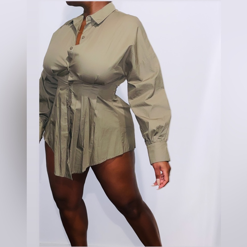 NEW SHIEN Olive Green Shirt Dress